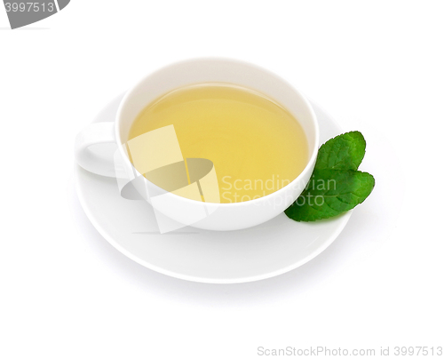 Image of Cup of tea and mint isolated