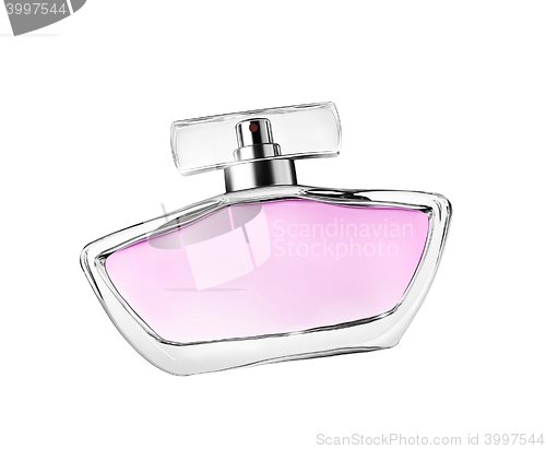 Image of close-up bottle of perfume isolated on white