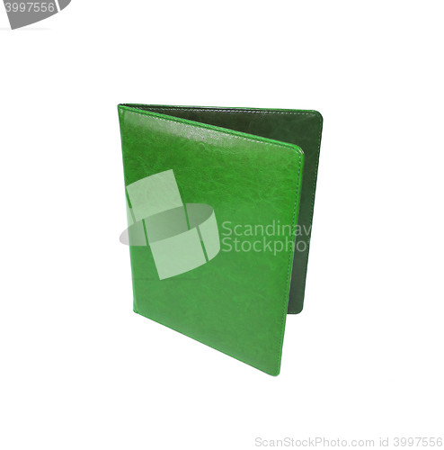 Image of Leather green folder isolated on white
