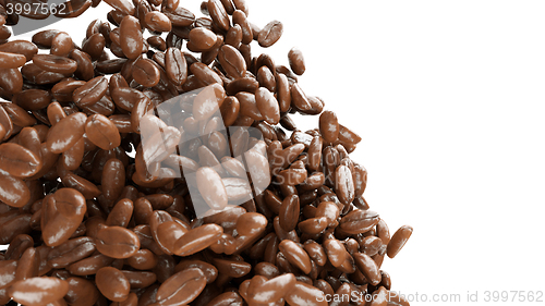 Image of roasted coffee beans mixing isolated