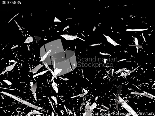 Image of Sharp pieces of smashed glass isolated