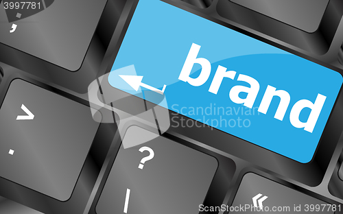 Image of brand on computer keyboard key button. Keyboard keys icon button vector
