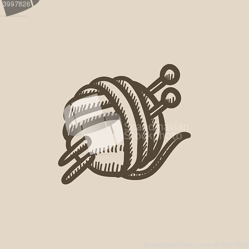 Image of Threads for knitting with spokes sketch icon.