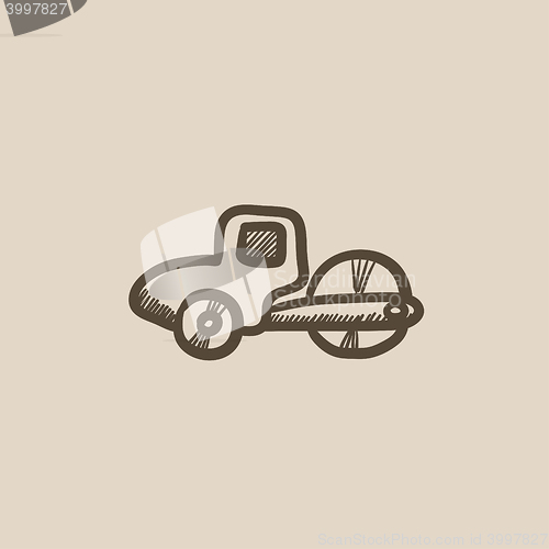 Image of Road roller sketch icon.