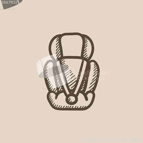 Image of Baby car seat sketch icon.