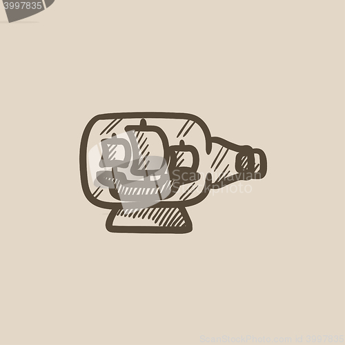 Image of Ship inside bottle sketch icon.