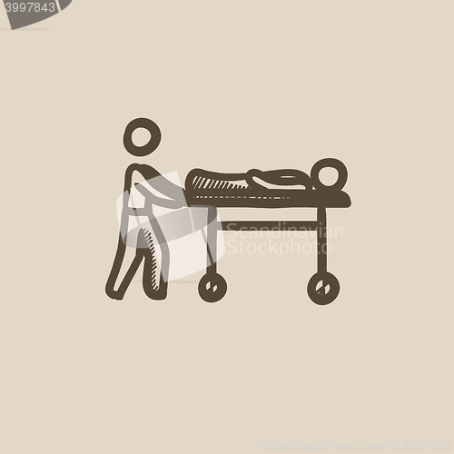 Image of Man pushing stretchers sketch icon.