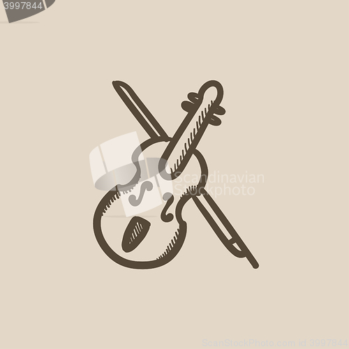 Image of Violin with bow sketch icon.