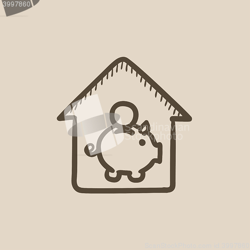 Image of House savings sketch icon.