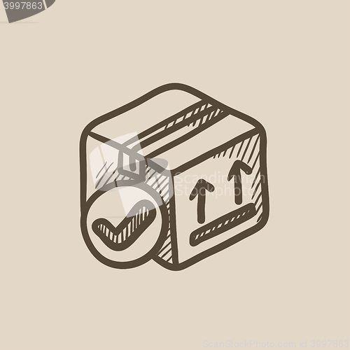 Image of Carton package box sketch icon.