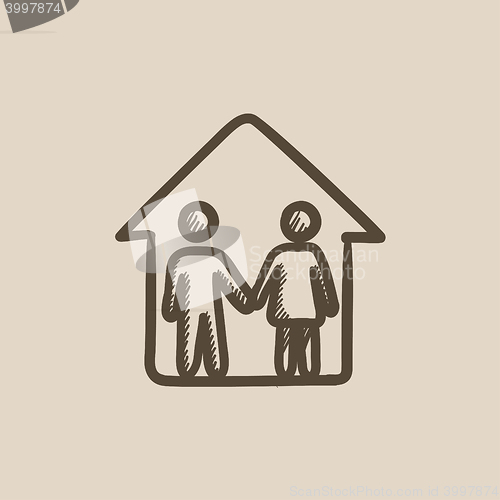 Image of Family house sketch icon.