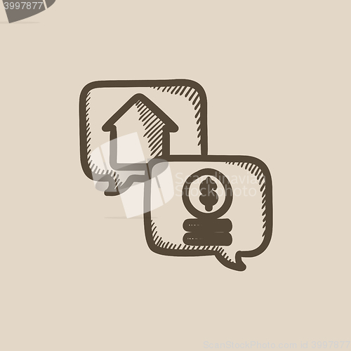 Image of Real estate transaction sketch icon.