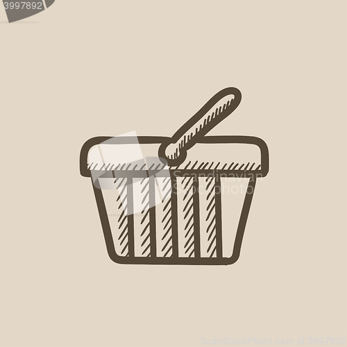 Image of Shopping basket sketch icon.