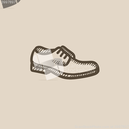 Image of Shoe with shoelaces sketch icon.