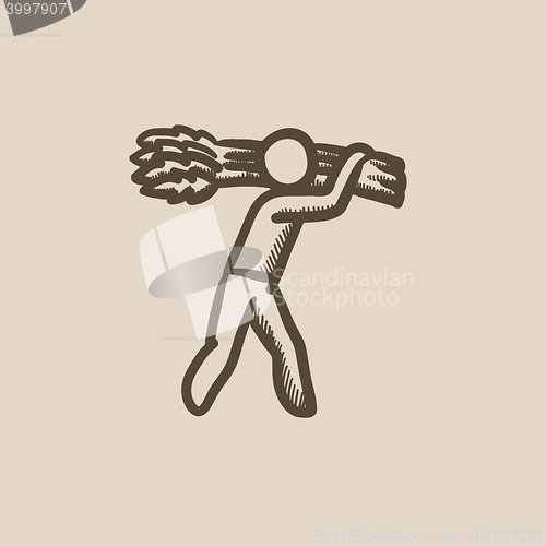 Image of Man carrying wheat sketch icon.