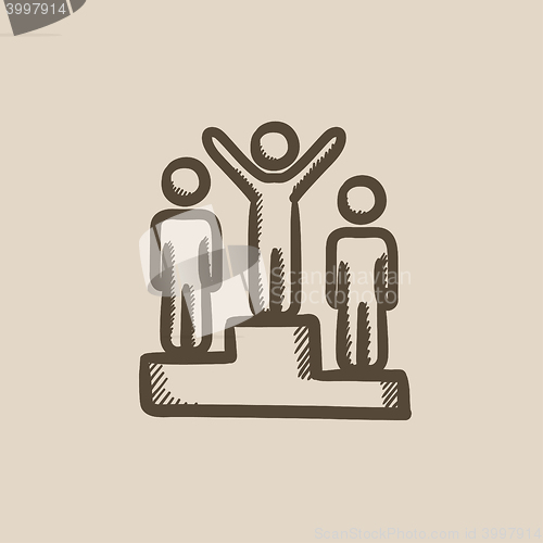 Image of Winners on podium sketch icon.