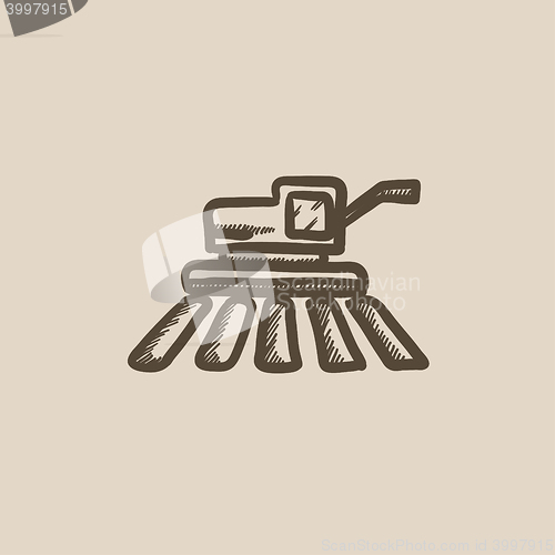 Image of Combine harvester sketch icon.