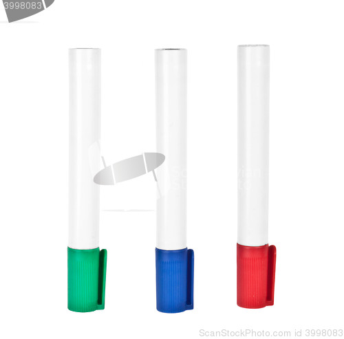 Image of Three highlighter marker pens, isolated on white