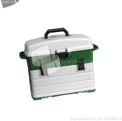 Image of Green and white tool box isolated