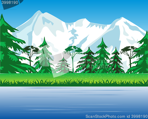 Image of High mountains and riverside