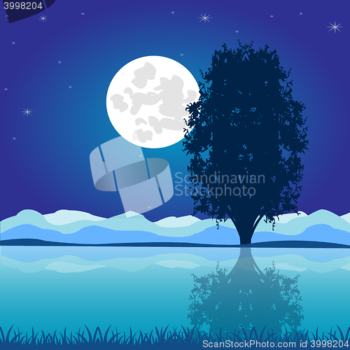 Image of Moon riverside night