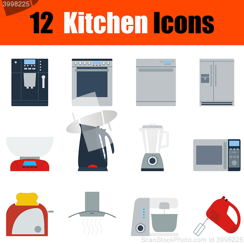 Image of Flat design kitchen icon set