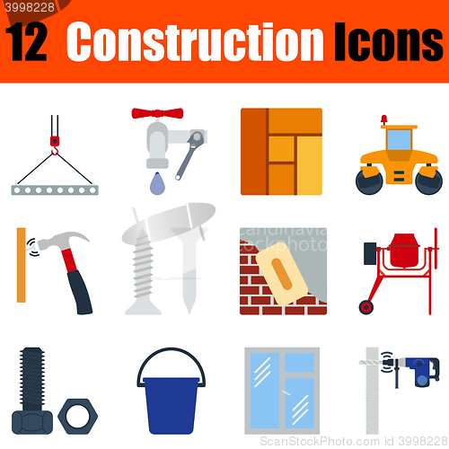 Image of Flat design construction icon set