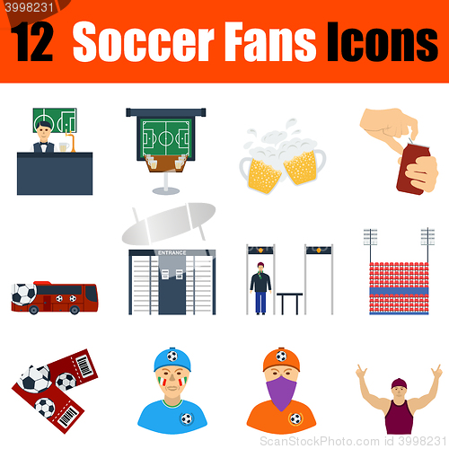 Image of Flat design football fans icon set