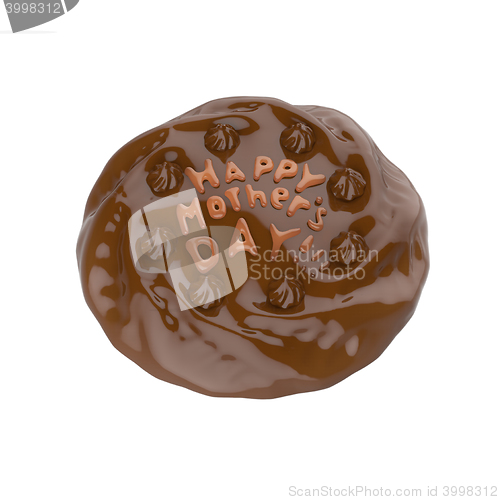 Image of  Happy mother's day chocolate cake. 3D illustration