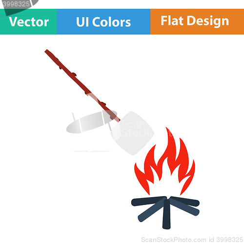 Image of Iicon of camping fire with marshmallow