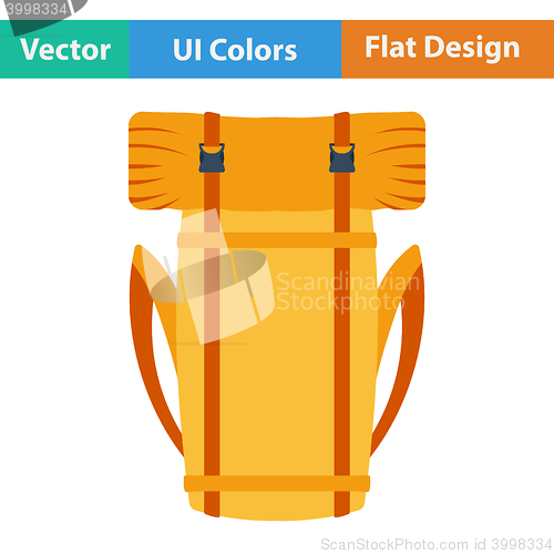 Image of Flat design icon of camping backpack