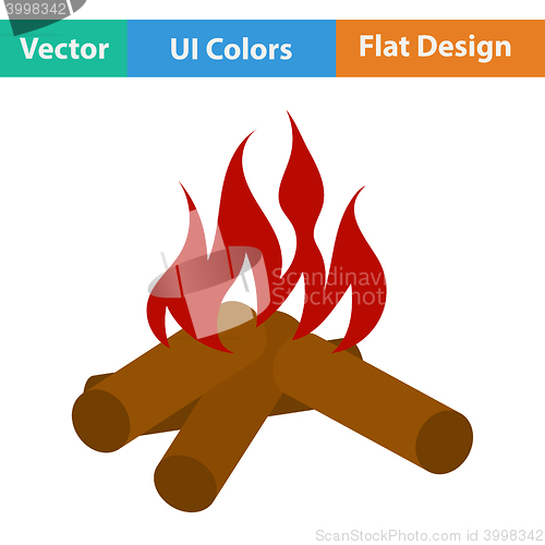 Image of Flat design icon of camping fire 