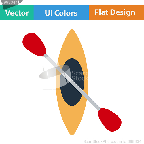 Image of Flat design icon of kayak and paddle