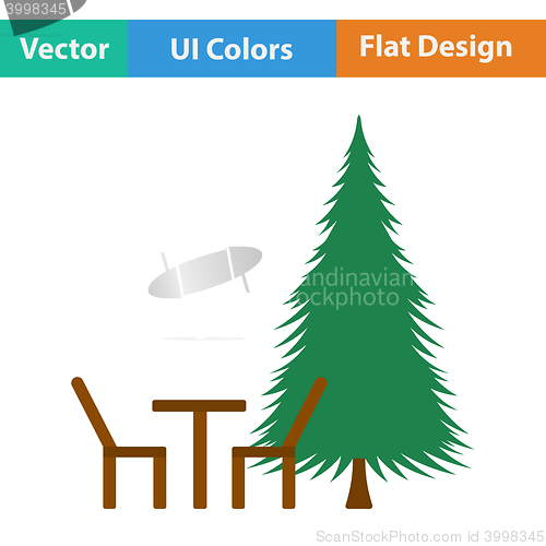 Image of Icon of park seat and pine tre