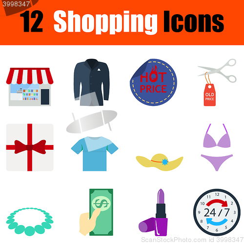 Image of Flat design shopping icon set