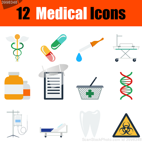 Image of Flat design medical icon set