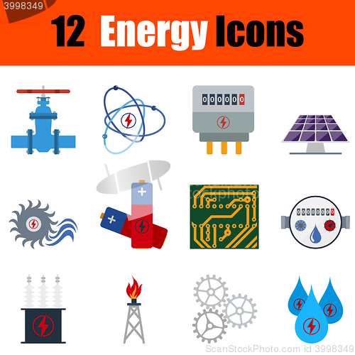 Image of Flat design energy icon set