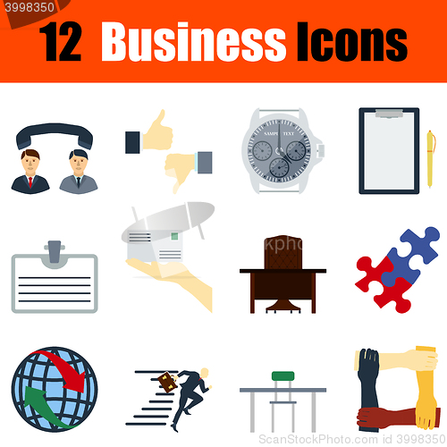 Image of Flat design business icon set