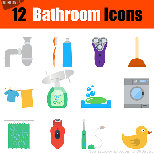 Image of Flat design bathroom icon set