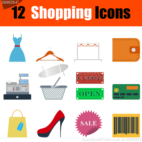 Image of Flat design shopping icon set