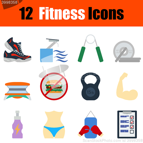 Image of Flat design fitness icon set 