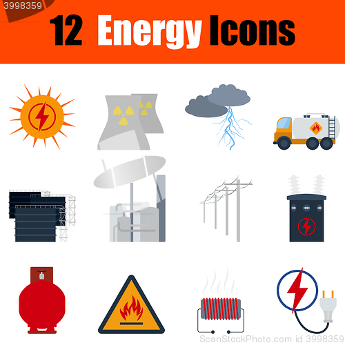 Image of Flat design energy icon set