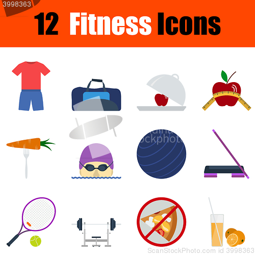 Image of Flat design fitness icon set 