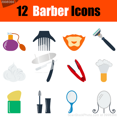 Image of Flat design barber icon set