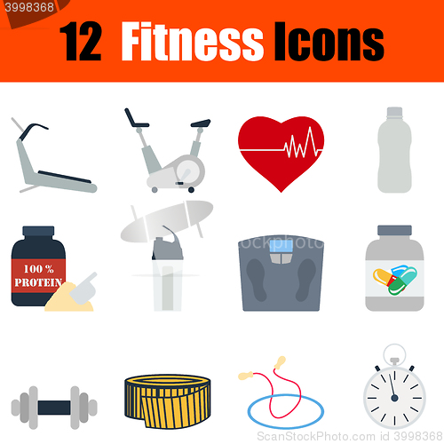 Image of Flat design fitness icon set 