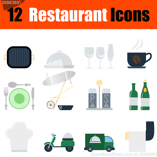 Image of Flat design restaurant icon set