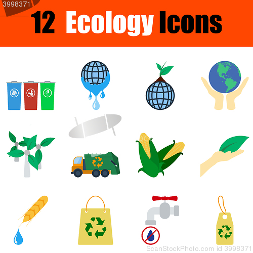 Image of Flat design ecology icon set