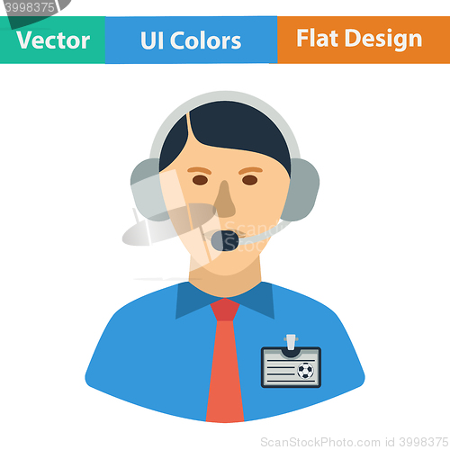 Image of Flat design icon of football commentator