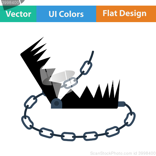 Image of Flat design icon of bear hunting trap