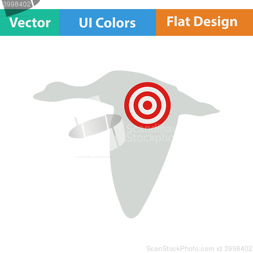 Image of Icon of flying duck  silhouette with target